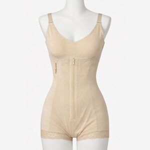Shaperx Bodysuit Women's 3XL Zipper Open‎ Bust Shapewear Tummy Beige NWT
